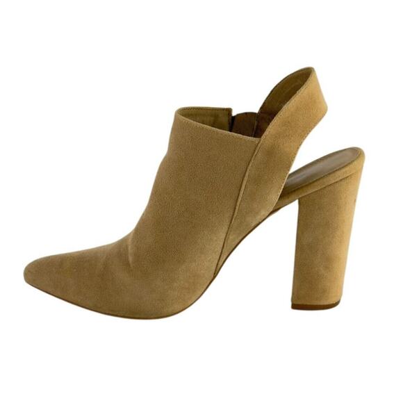 ShoeDazzle Katherine Pointed Toe Mules Tan Faux Suede Slingback Heels Size 8.5 - Picture 10 of 16